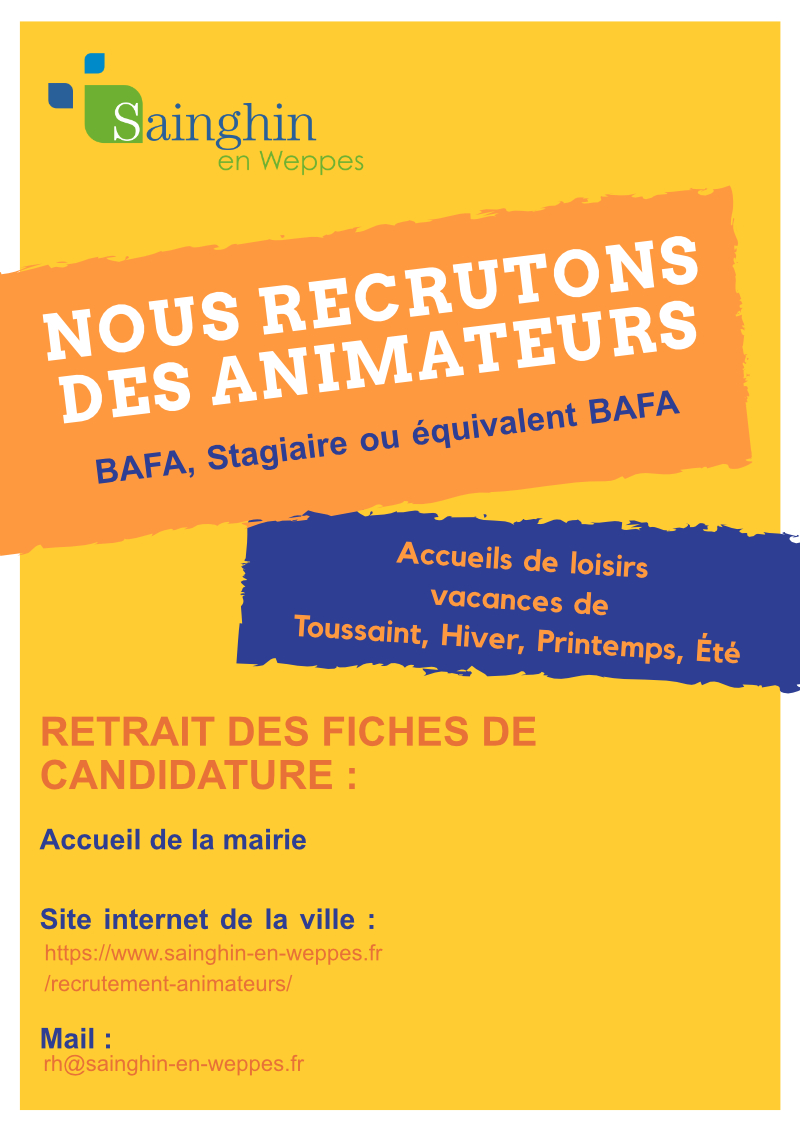 Recrutement Animateurs Ville De Sainghin En Weppes